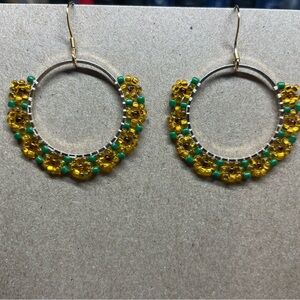 Sunflower 🌻 Beaded Hoop Earrings